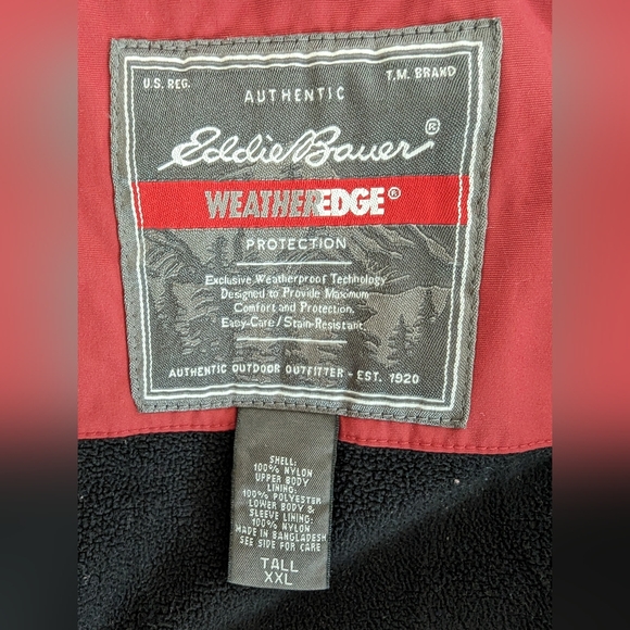 Men's Eddie Bauer Red XXL Tall Weather Edge Jacket - Picture 13 of 15